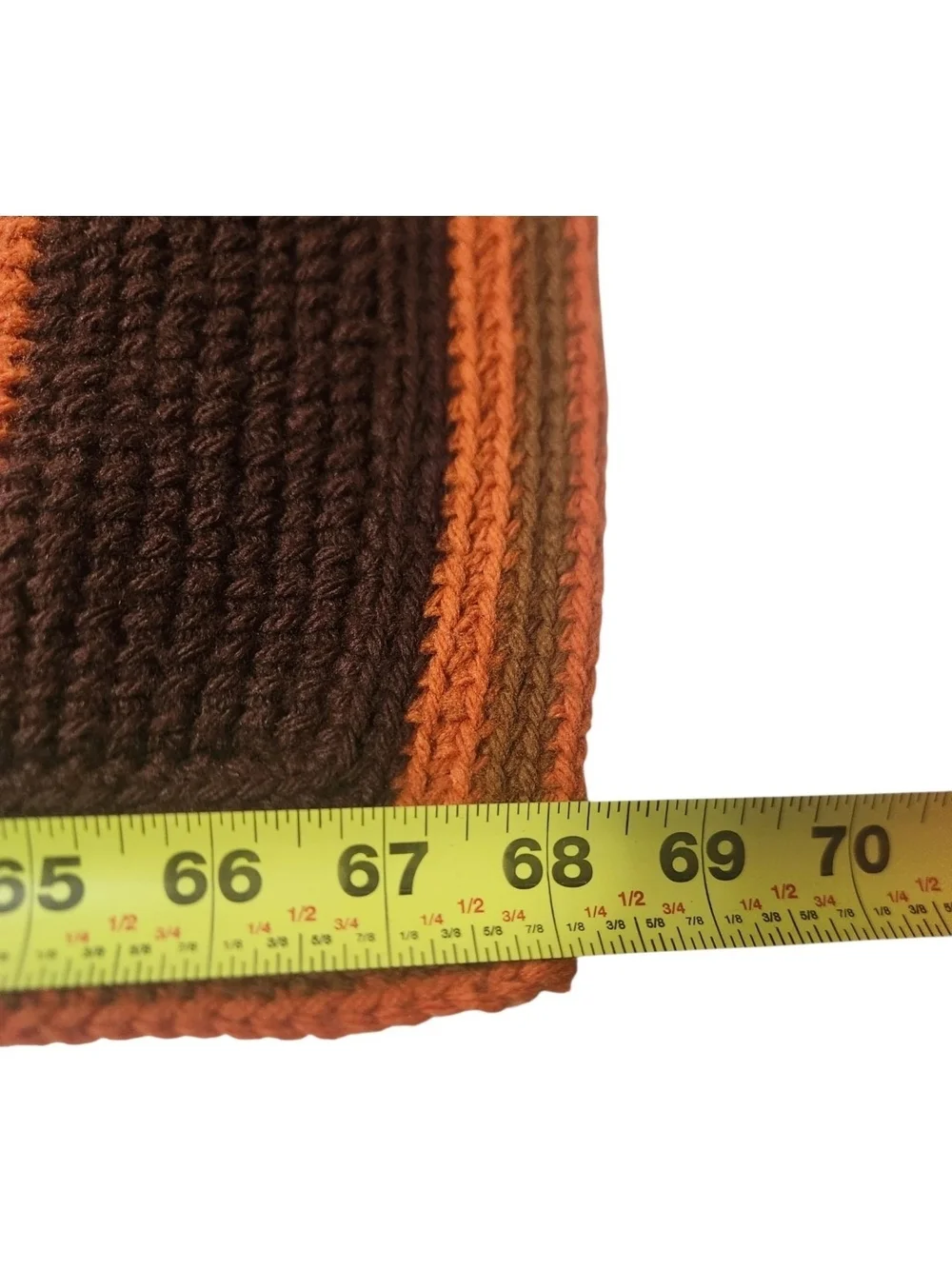 Vtg 70s Southwest Crochet Afghan Blanket Earth Tones Geo Diamond Throw 68x49